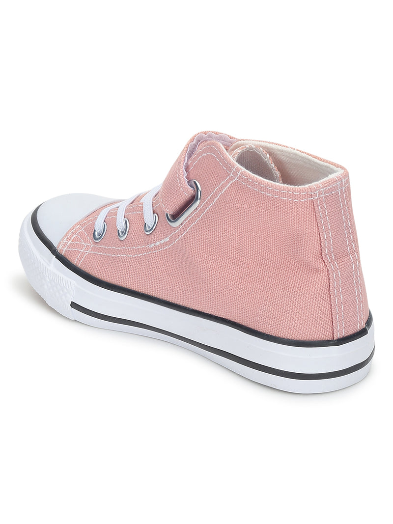 Pink Canvas Stylish Velcro Sneakers For Kids-Unisex (TC-VKCAN4-PNK)