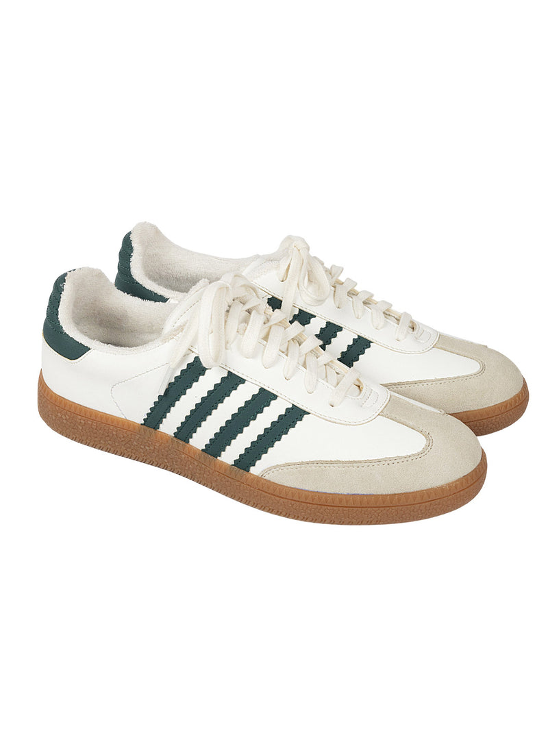 Beige Green Synthetic Leather Low Ankle Stylish Sneakers (TC-WOMENSAM1-BEIGRN)