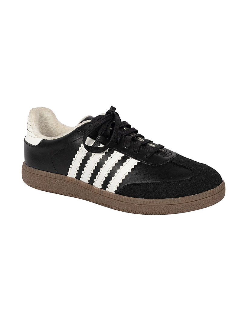 Black White Synthetic Leather Low Ankle Stylish Sneakers (TC-WOMENSAM1-BLKWHT)