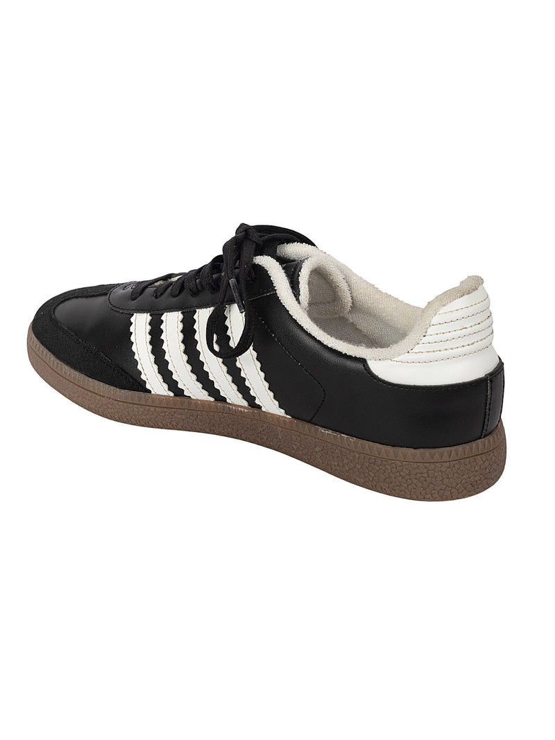 Black White Synthetic Leather Low Ankle Stylish Sneakers (TC-WOMENSAM1-BLKWHT)