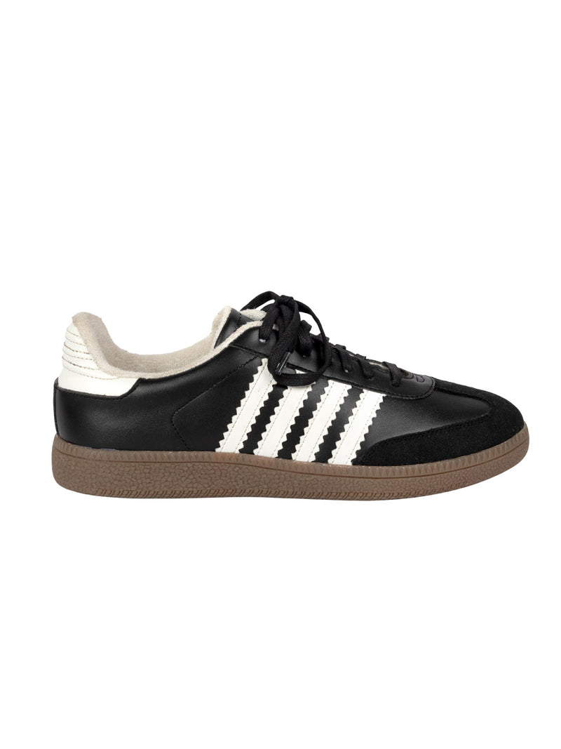 Black White Synthetic Leather Low Ankle Stylish Sneakers (TC-WOMENSAM1-BLKWHT)