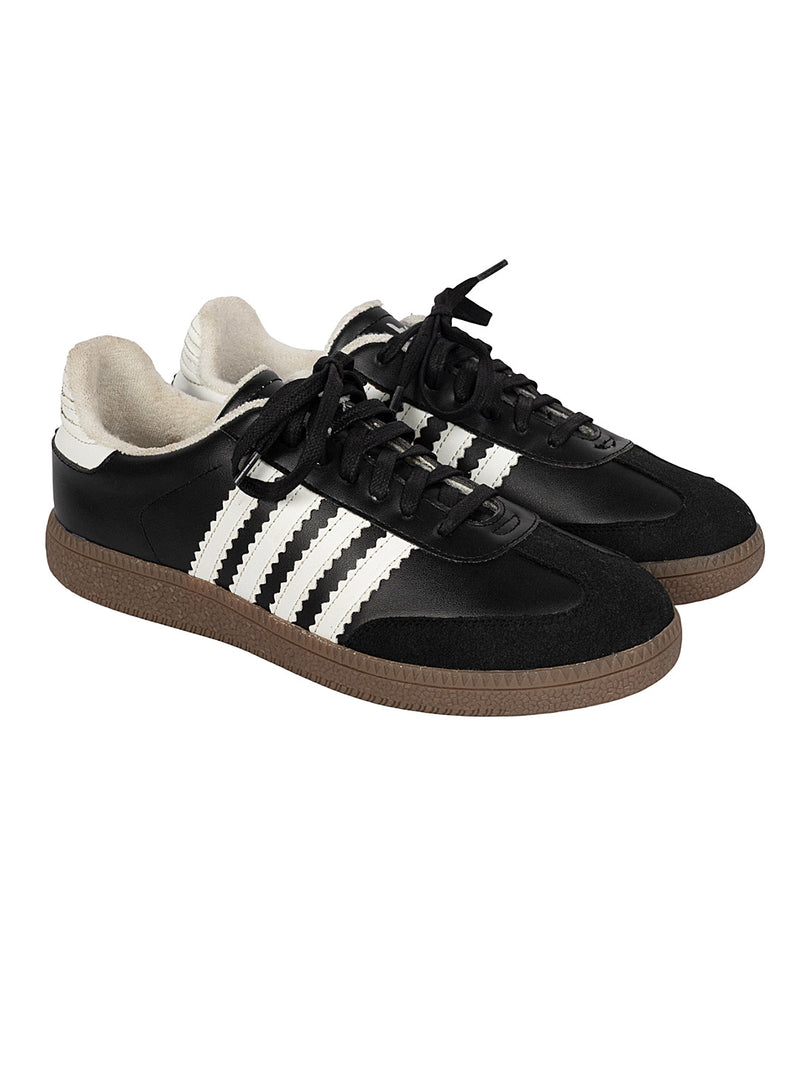 Black White Synthetic Leather Low Ankle Stylish Sneakers (TC-WOMENSAM1-BLKWHT)