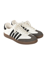 White Black Synthetic Leather Low Ankle Stylish Sneakers (TC-WOMENSAM1-WHTBLK)