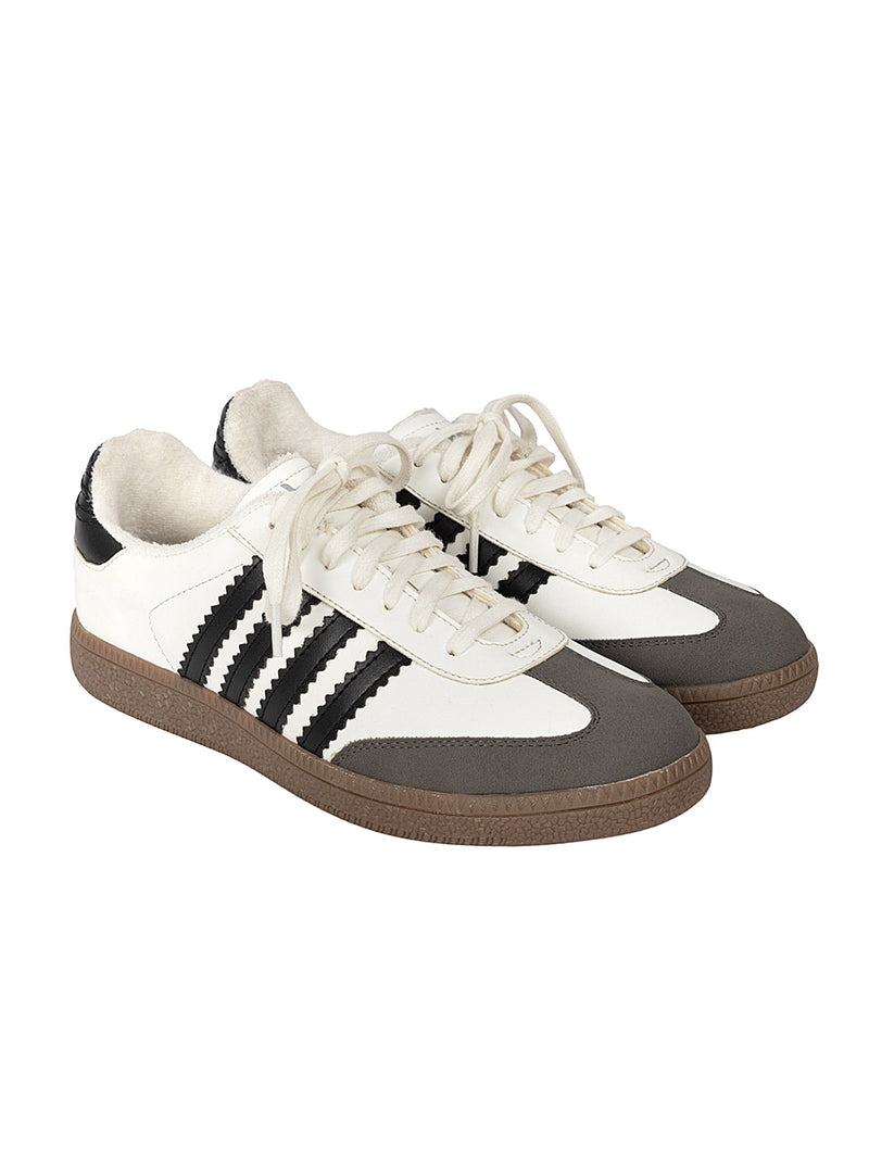 White Black Synthetic Leather Low Ankle Stylish Sneakers (TC-WOMENSAM1-WHTBLK)