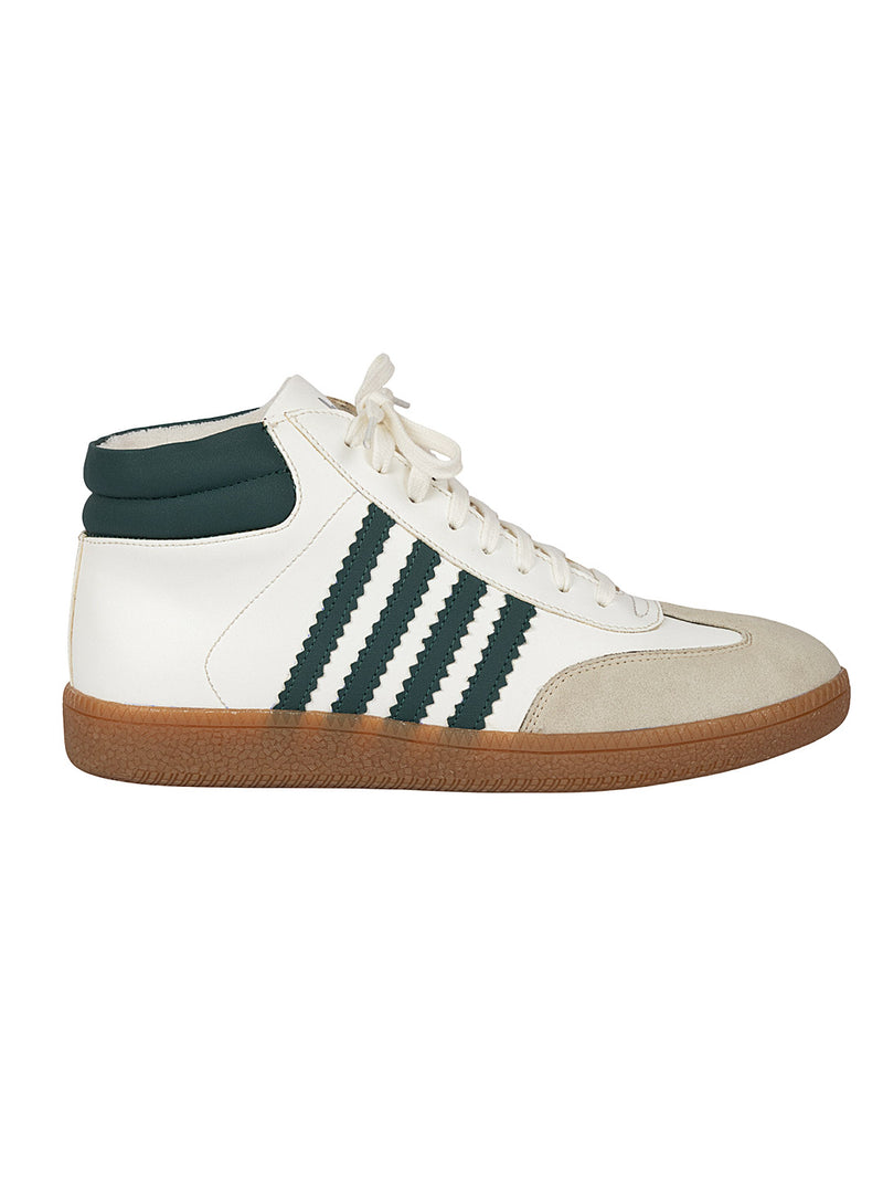 Beige Green Synthetic Leather High Ankle Stylish Sneakers (TC-WOMENSAMH1-BEIGRN)