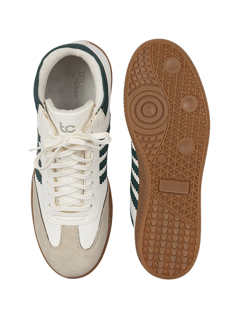 Beige Green Synthetic Leather High Ankle Stylish Sneakers (TC-WOMENSAMH1-BEIGRN)