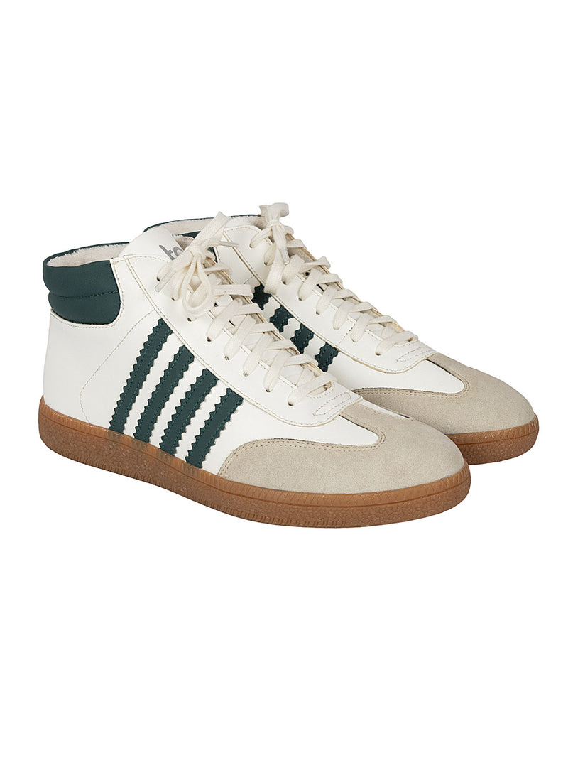 Beige Green Synthetic Leather High Ankle Stylish Sneakers (TC-WOMENSAMH1-BEIGRN)