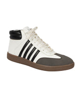 White Black Synthetic Leather High Ankle Stylish Sneakers (TC-WOMENSAMH1-WHTBLK)