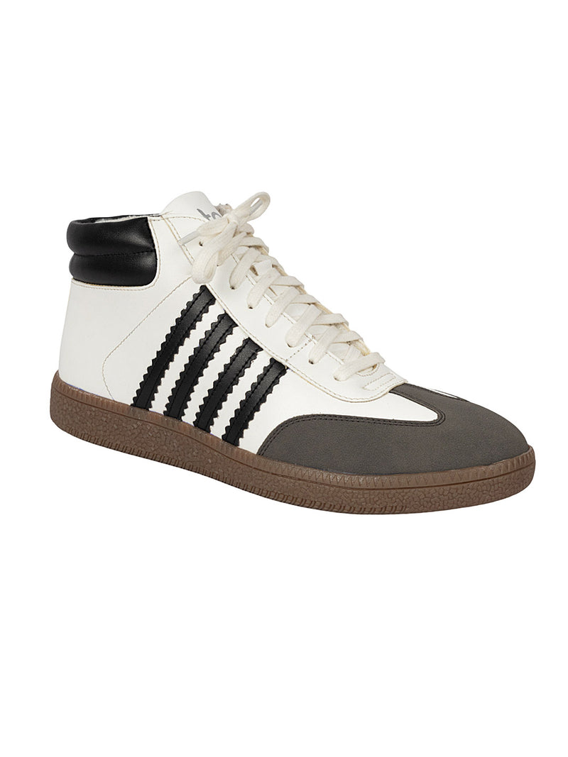 White Black Synthetic Leather High Ankle Stylish Sneakers (TC-WOMENSAMH1-WHTBLK)