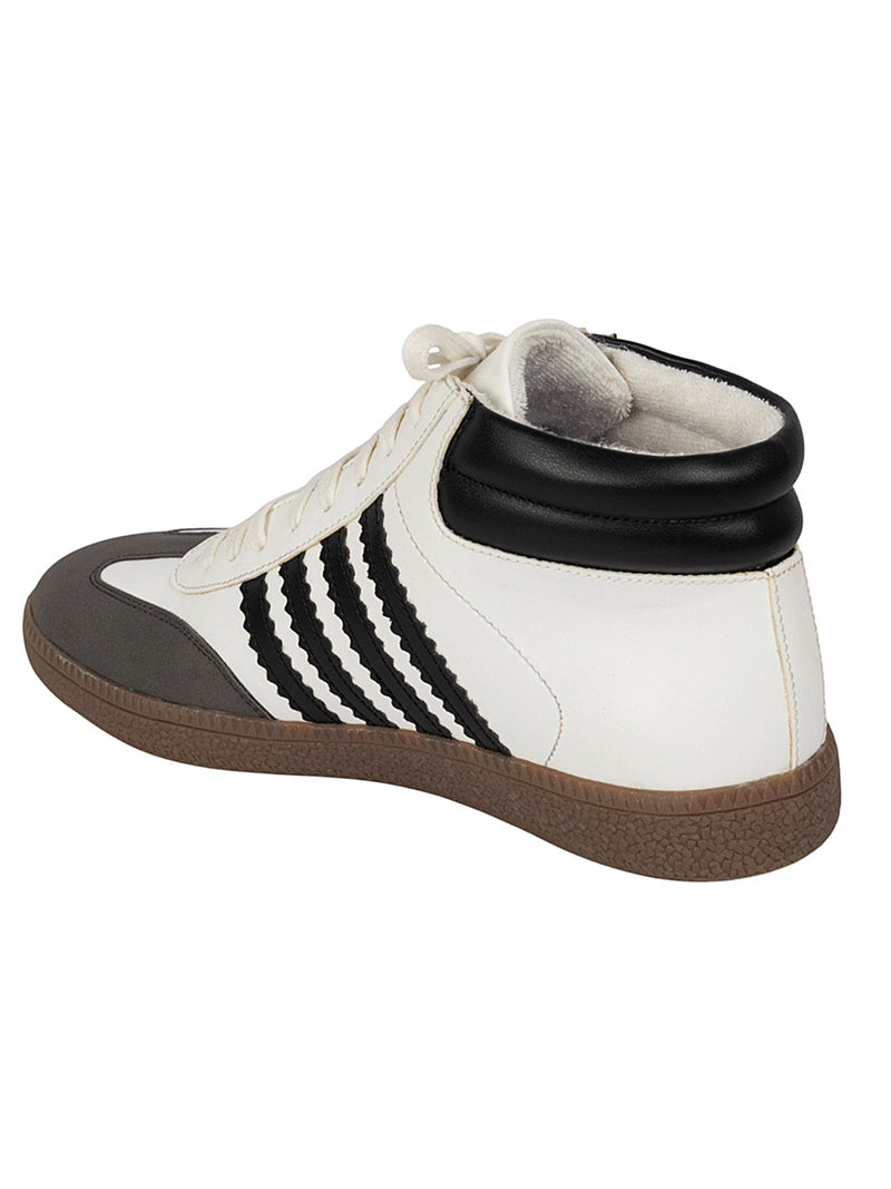 White Black Synthetic Leather High Ankle Stylish Sneakers (TC-WOMENSAMH1-WHTBLK)