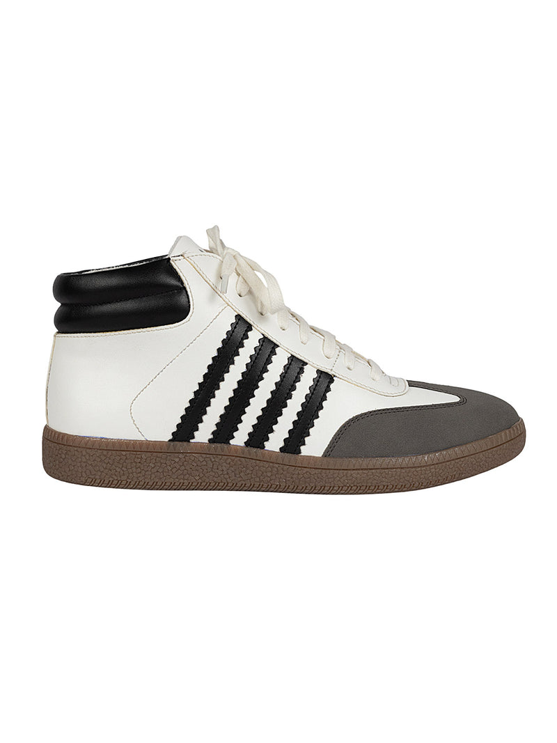 White Black Synthetic Leather High Ankle Stylish Sneakers (TC-WOMENSAMH1-WHTBLK)