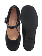 Black Synthetic Leather Buckle Block Heel Sandals (TC-Y526-1-BLK)
