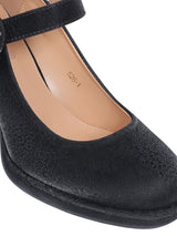 Black Synthetic Leather Buckle Block Heel Sandals (TC-Y526-1-BLK)
