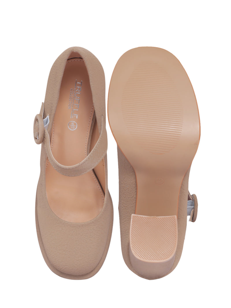 Khaki Synthetic Leather Buckle Block Heel Sandals (TC-Y526-1-KHA)