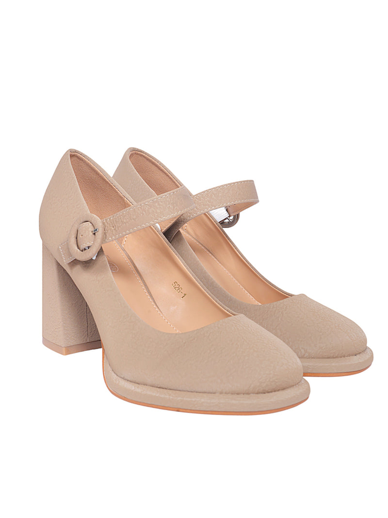 Khaki Synthetic Leather Buckle Block Heel Sandals (TC-Y526-1-KHA)