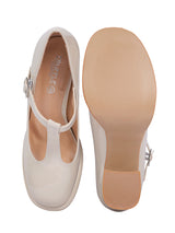Beige Patent Leather Buckle Block Heel Sandals (TC-Y526-2-BEIG)