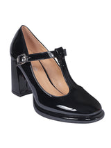 Black Patent Leather Buckle Block Heel Sandals (TC-Y526-2-BLK)