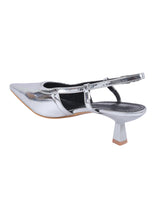 Silver Patent Leather Buckle Kitten Heel Sandals (TC-Y6615-1-SIL)