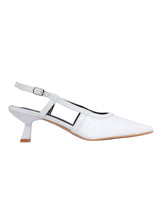 White Synthetic Leather Buckle Kitten Heel Sandals (TC-Y6615-1-WHT)