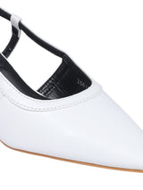 White Synthetic Leather Buckle Kitten Heel Sandals (TC-Y6615-1-WHT)