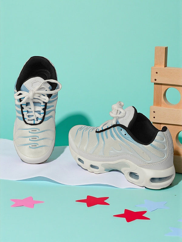 White Blue Mesh Lace-Up Sneakers For Kids-Unisex (TC-Z2324-WHTBLU)