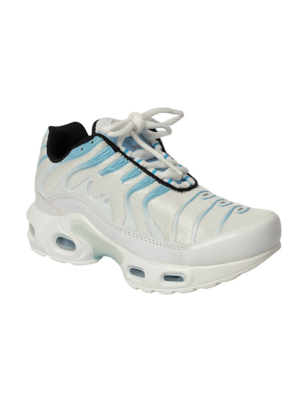 White Blue Mesh Lace-Up Sneakers For Kids-Unisex (TC-Z2324-WHTBLU)