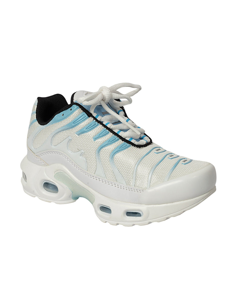 White Blue Mesh Lace-Up Sneakers For Kids-Unisex (TC-Z2324-WHTBLU)