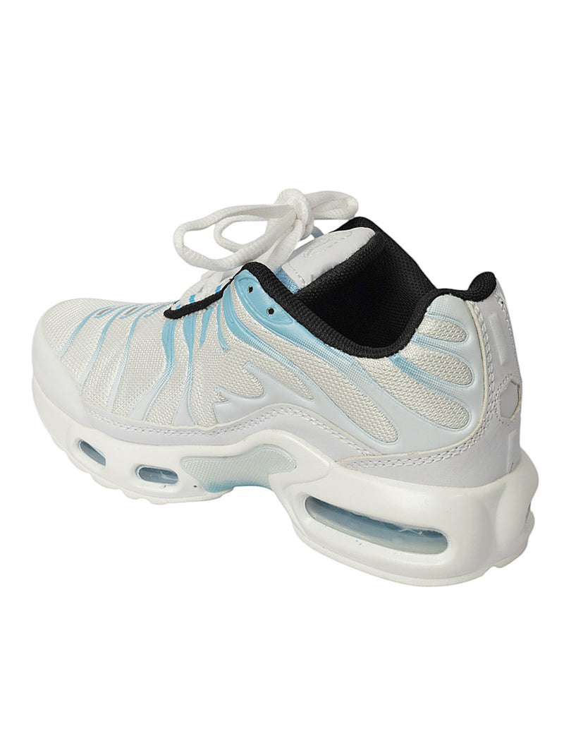 White Blue Mesh Lace-Up Sneakers For Kids-Unisex (TC-Z2324-WHTBLU)