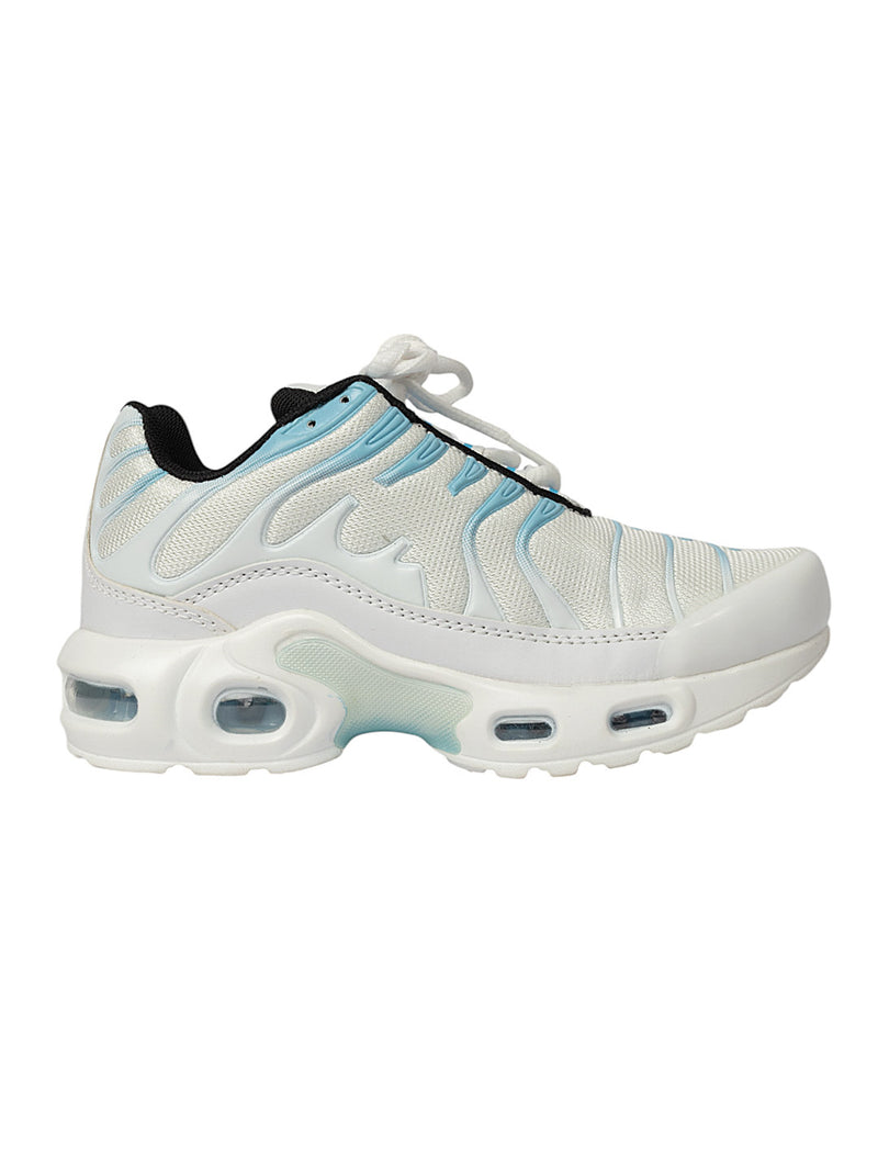 White Blue Mesh Lace-Up Sneakers For Kids-Unisex (TC-Z2324-WHTBLU)