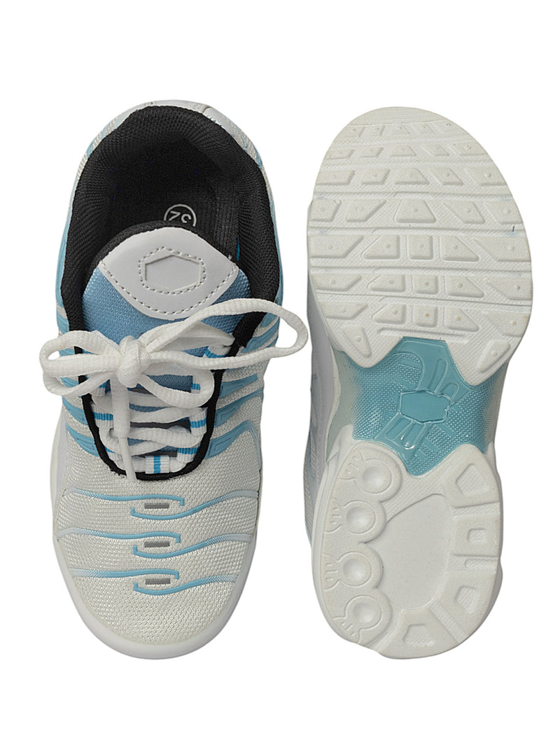 White Blue Mesh Lace-Up Sneakers For Kids-Unisex (TC-Z2324-WHTBLU)