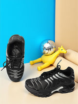 Black Silver Mesh Lace-Up Sneakers For Kids-Unisex (TC-Z2327-BLKSIL)