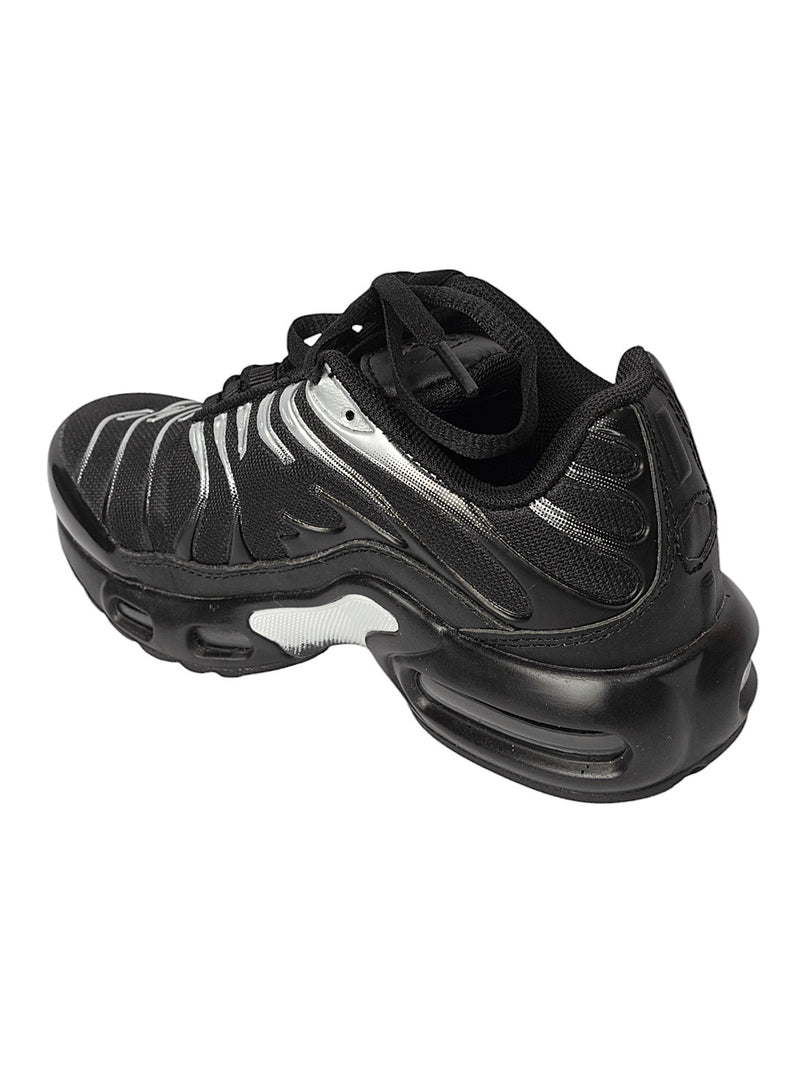 Black Silver Mesh Lace-Up Sneakers For Kids-Unisex (TC-Z2327-BLKSIL)