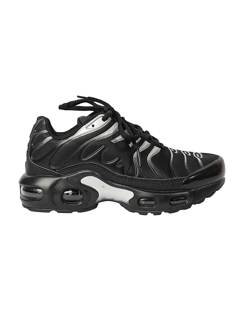 Black Silver Mesh Lace-Up Sneakers For Kids-Unisex (TC-Z2327-BLKSIL)