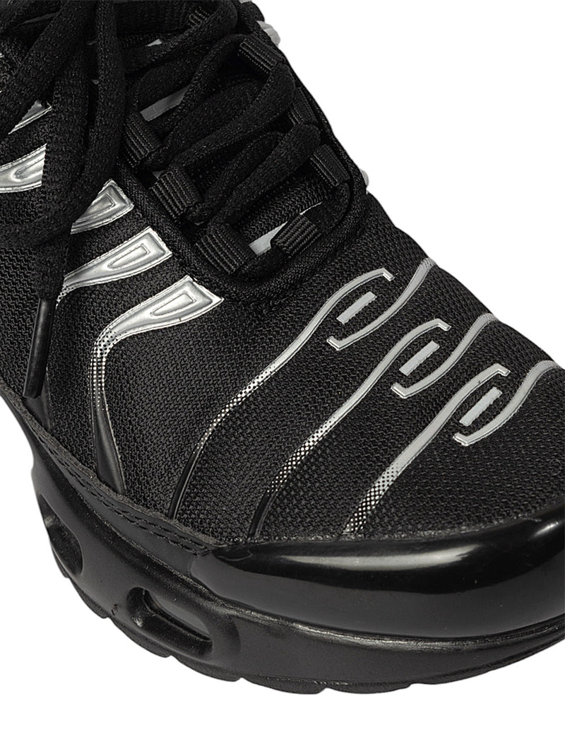 Black Silver Mesh Lace-Up Sneakers For Kids-Unisex (TC-Z2327-BLKSIL)