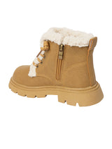 Khaki Synthetic Leather Zipper Boots For Kids-Unisex (TC-ZY1122-KHA)
