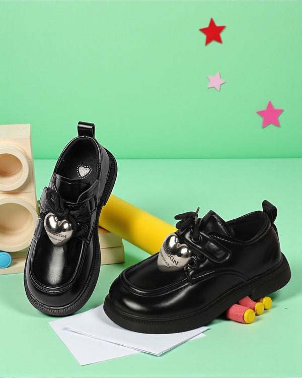 Black Synthetic Leather Velcro Sneakers For Kids-Unisex (TC-ZY388-BLK)