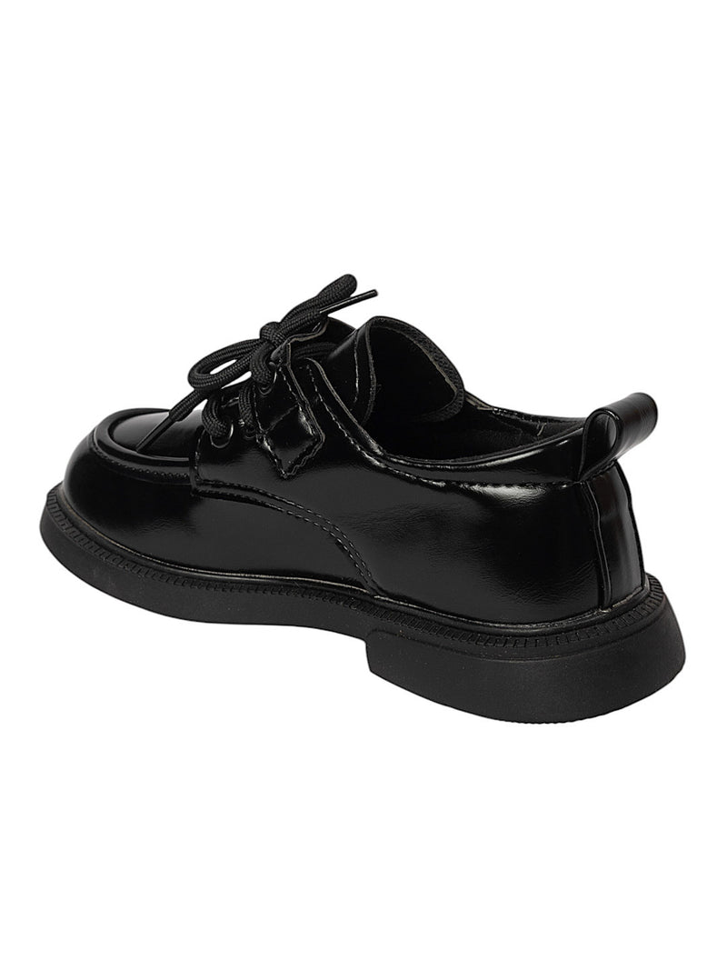 Black Synthetic Leather Velcro Sneakers For Kids-Unisex (TC-ZY388-BLK)