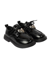 Black Synthetic Leather Velcro Sneakers For Kids-Unisex (TC-ZY388-BLK)