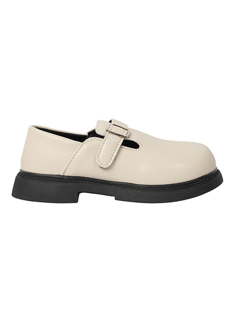 Beige Synthetic Leather Velcro Loafers For Kids-Unisex (TC-ZY6510-BEIG)