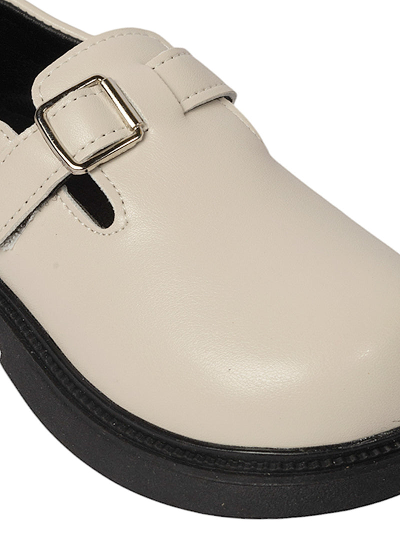 Beige Synthetic Leather Velcro Loafers For Kids-Unisex (TC-ZY6510-BEIG)