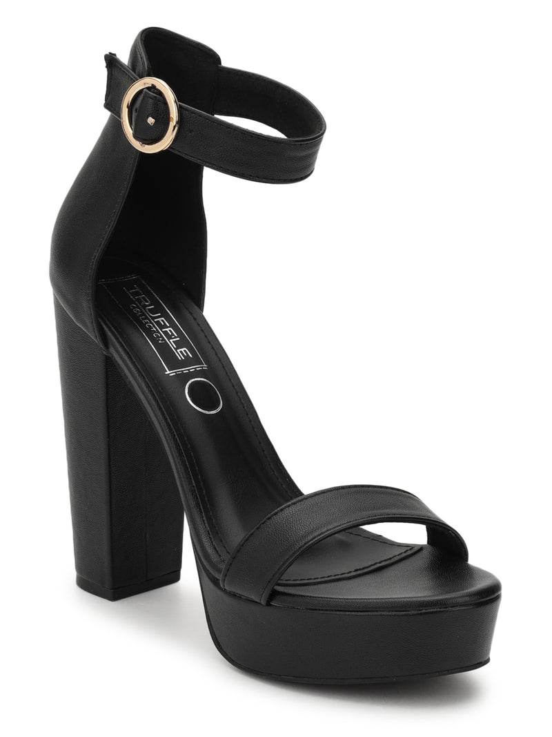 Black PU Block Heel Sandals (TP10377-BLK)