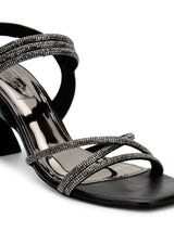 Black PU Stiletto Diamond Sandals (TP10378-BLK)