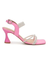 Pink PU Stiletto Diamond Sandals (TP10378-PNKSIL)