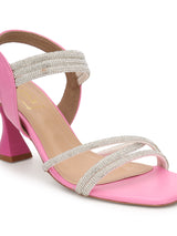 Pink PU Stiletto Diamond Sandals (TP10378-PNKSIL)