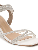 White PU Stiletto Diamond Sandals (TP10378-WHTSIL)