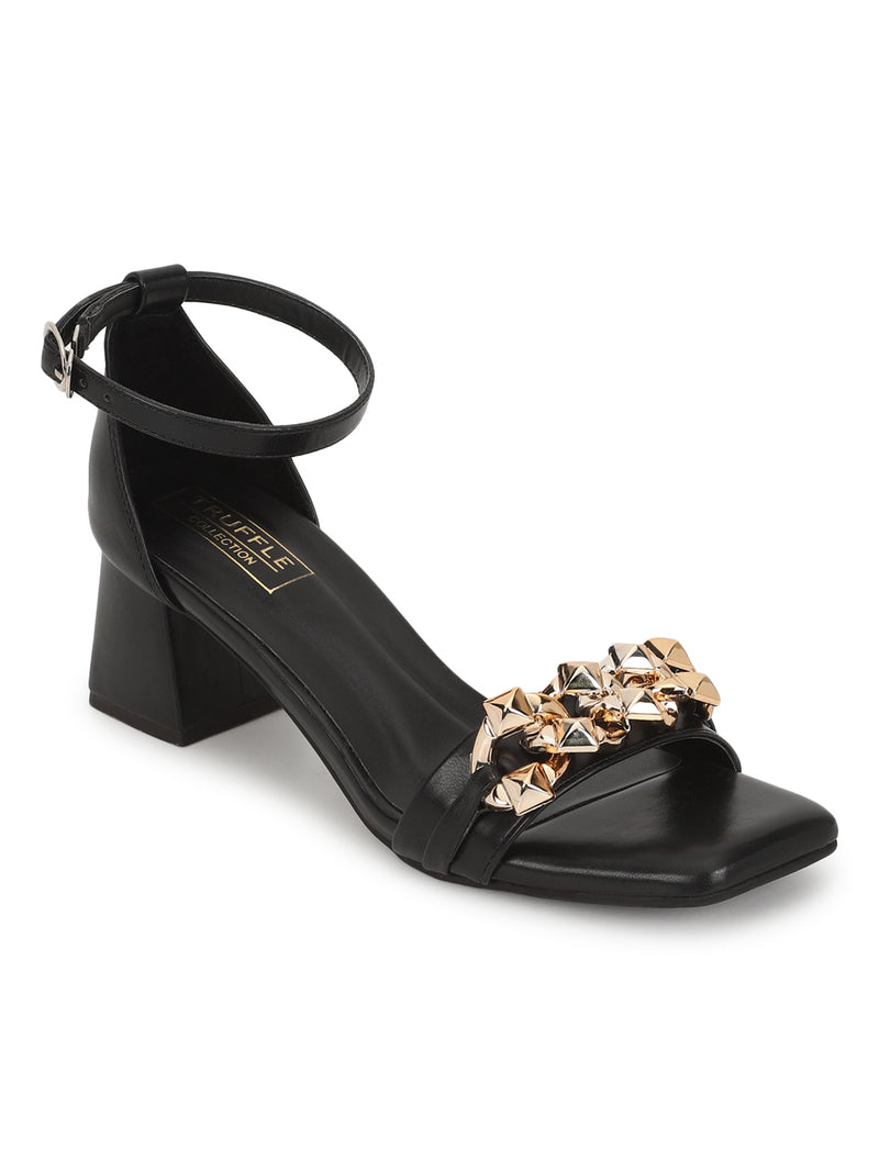 Black PU Block Sandals (TC-REN-N1266-BLK)