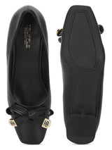 Black PU Block Ballerina Sandals (TC-D09159-BLK)