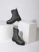 Green PU Block Ankle Boots (TC-1011-MEH)