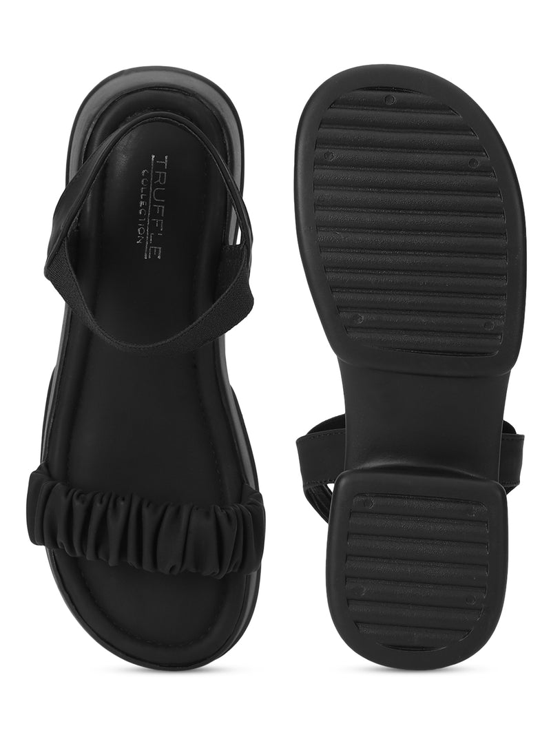 Black PU Block Sandals (TC-SM01-BLK)