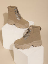 Sand PU Flat Ankle Boots (TC-NINETY2-SND)